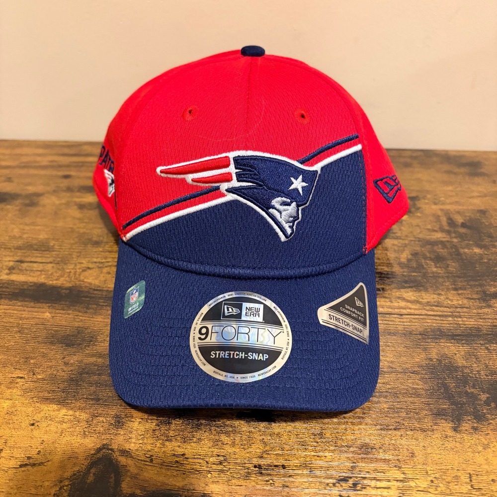 New Era 9FORTY New England Patriots Hat NFL On-Field Red Navy Stretch Snapback
